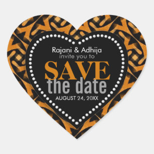 Earth Tribal Wedding Save the Date Heart Sticker