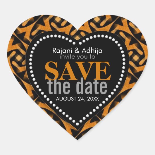 Earth Tribal Wedding Save the Date Heart Sticker (Vorderseite)