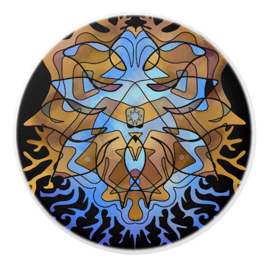 Earth und Sky Mandala Keramikknauf (Vorderseite)