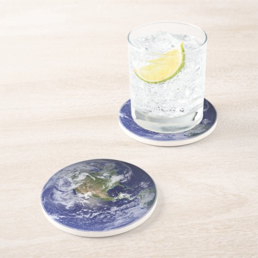 Earth Western Hemisphäre Sandstone Untersetzer (Seite)