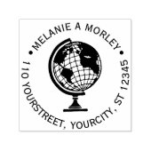 Earth World Globe Map #2 Round Name Rücksendeadres Permastempel (Design)