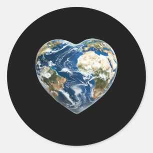 Earth World Heart - Happy Earth Day - Rett The Pla Runder Aufkleber