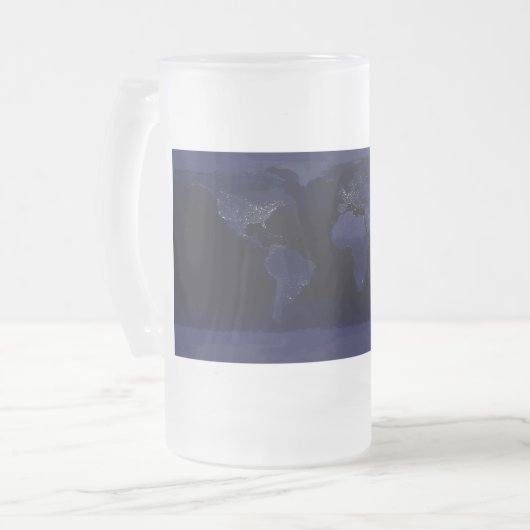 Earth World Map City Lights am Night Satellite Mattglas Bierglas (Vorderseite Links)