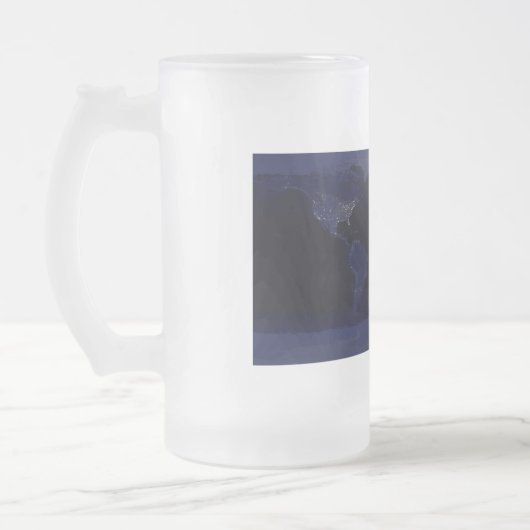 Earth World Map City Lights am Night Satellite Mattglas Bierglas (Links)