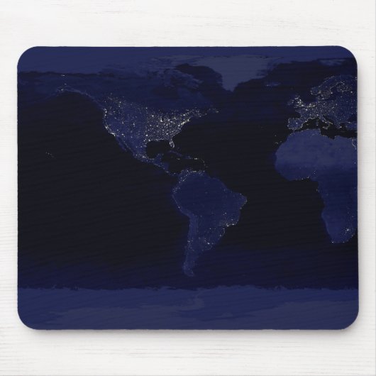 Earth World Map City Lights am Night Satellite Mousepad (Vorne)