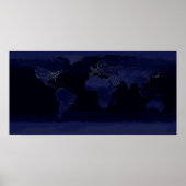 Earth World Map City Lights am Night Satellite Poster (Vorne)