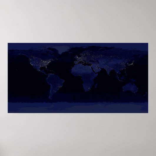 Earth World Map City Lights am Night Satellite Poster (Vorne)