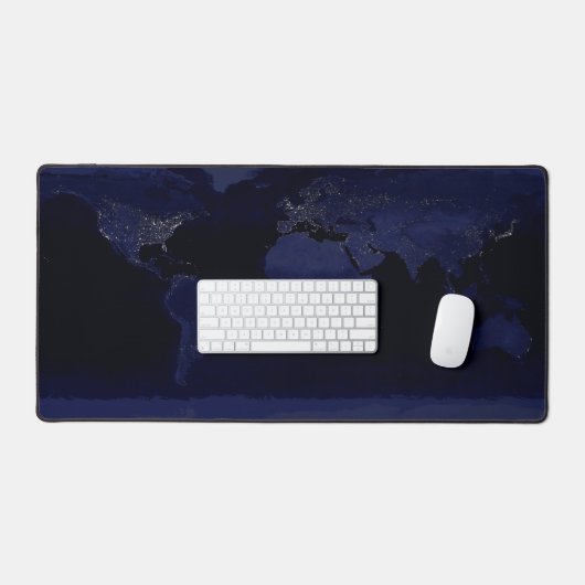 Earth World Map City Lights am Night Satellite Schreibtischunterlage (Tastatur & Maus)