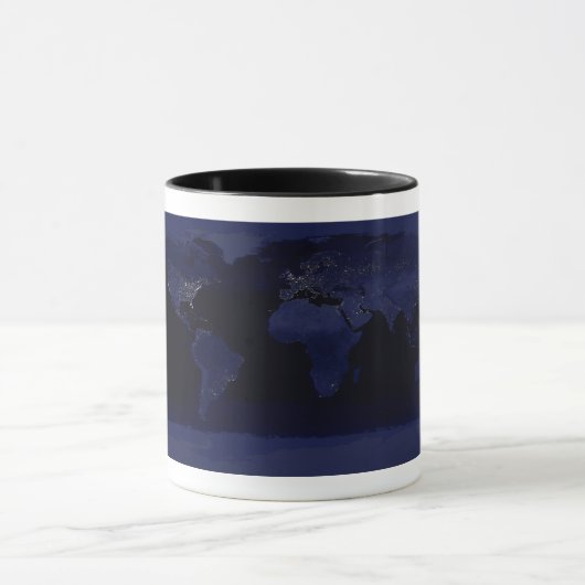 Earth World Map City Lights am Night Satellite Tasse (Zentrum)