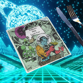 Earth Years Birthday SciFi Vintage Comic Science Serviette