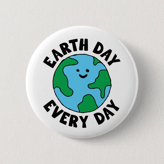 EarthDay Jeden Tag umweltfreundliches Icon Happy E Button (Vorderseite)