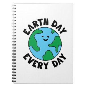 EarthDay Jeden Tag umweltfreundliches Icon Happy E Notizblock
