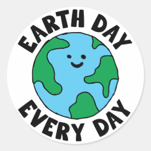 EarthDay Jeden Tag umweltfreundliches Icon Happy E Runder Aufkleber