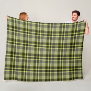 Earthen Green Kariert Fleece Blanket, 30"x40"