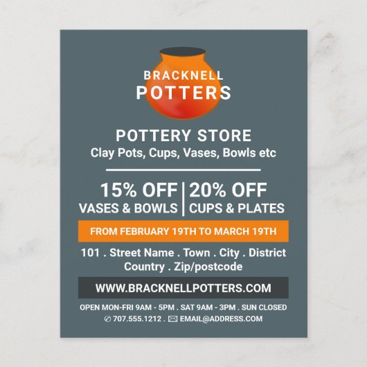 Earthen Pot Design, Potterie Store, Potter-Werbung Flyer (Vorne)