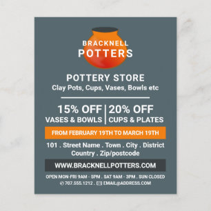 Earthen Pot Design, Potterie Store, Potter-Werbung Flyer
