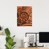 Earthen Sandy-Orange Curls Abstrakt Fern Frond Poster (Heimbüro)