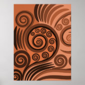 Earthen Sandy-Orange Curls Abstrakt Fern Frond Poster (Vorne)