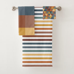 EARTHONENSTREIFEN UND GEOMETRISCHE PATTER BADHANDTUCH SET