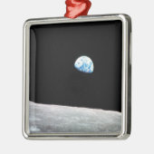 Earthrise from Moon Space Photo Ornament Aus Metall (Links)