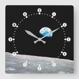 Earthrise Quadratische Wanduhr