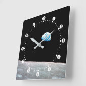 Earthrise Quadratische Wanduhr (Winkel)