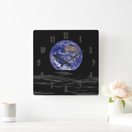 Earthrise Quadratische Wanduhr (Zuhause)