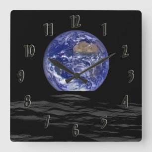 Earthrise Quadratische Wanduhr