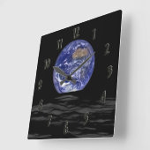 Earthrise Quadratische Wanduhr (Winkel)
