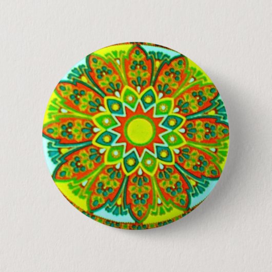 Earthtone ethnische Blick-Mandala Button (Vorderseite)