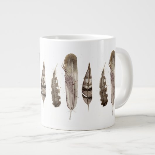 Earthtone Feathers II Jumbo-Tasse (Vorderseite Rechts)