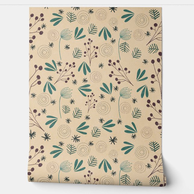 EARTHTONE FLORAL WALLPAPIER TAPETE (Abrollen)