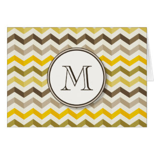 Earthtone Gold Zickzack Streifen mit Round Monogra