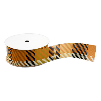 Earthtone Plaid Grosgrain Ribbon Ripsband