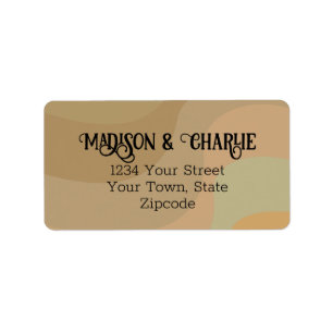 Earthtone Retro Stripes Fun Wedding Address Adressaufkleber