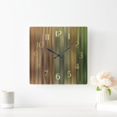 Earthtone Stripes Quadratische Wanduhr (Zuhause)