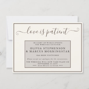 Earthtones Aufgeschobenes Ereignis Love is Patient Einladung