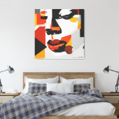EARTHTONES PICASSO STIL KUBIST PORTRAIT FRAU LEINWANDDRUCK (Insitu (Schlafzimmer))