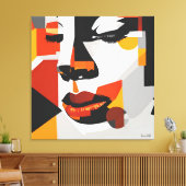 EARTHTONES PICASSO STIL KUBIST PORTRAIT FRAU LEINWANDDRUCK (Insitu (Wohnzimmer))