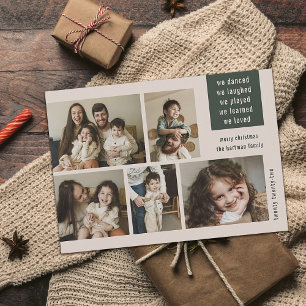 Earthy 5 Foto Collage Year Review Christmas Tan Feiertagskarte
