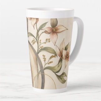 Earthy Abstract Floral & Calligraphy Lines Art Pri Milchtasse
