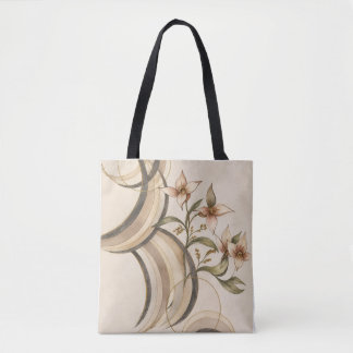 Earthy Abstract Floral & Calligraphy Lines Art Pri Tasche