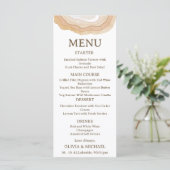 Earthy Abstract Watercolor Agate Wedding Menu Card Menükarte (Stehend Vorderseite)