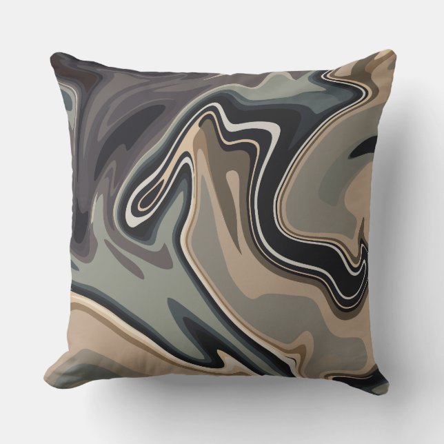 Earthy Abstract Waves with Neutral Tones  Kissen (Vorderseite)