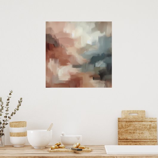 Earthy Abstrakt Brushstroke Art Poster (Küche)