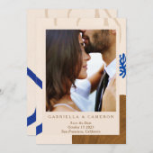 Earthy Abstrakt Fall Neutrals Blue Foto Wedding Save The Date (Vorne/Hinten)