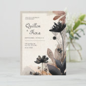 Earthy Abstrakt Floral Wedding Einladung (Stehend Vorderseite)