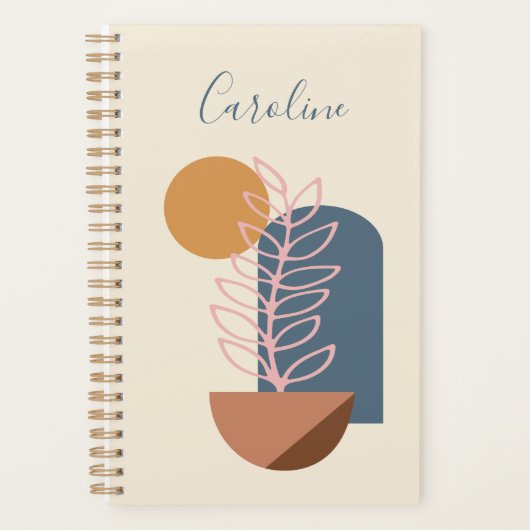 Earthy Abstrakt Geometric Botanical Personalisiert Planer (Vorderseite)