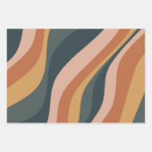 Earthy Autumn Abstract Wavy Stripes Modern Green Geschenkpapier Set (Vorderseite)