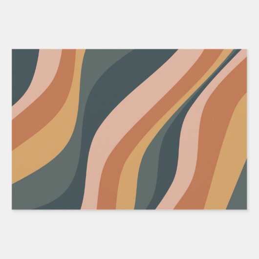 Earthy Autumn Abstract Wavy Stripes Modern Green Geschenkpapier Set (Vorderseite)